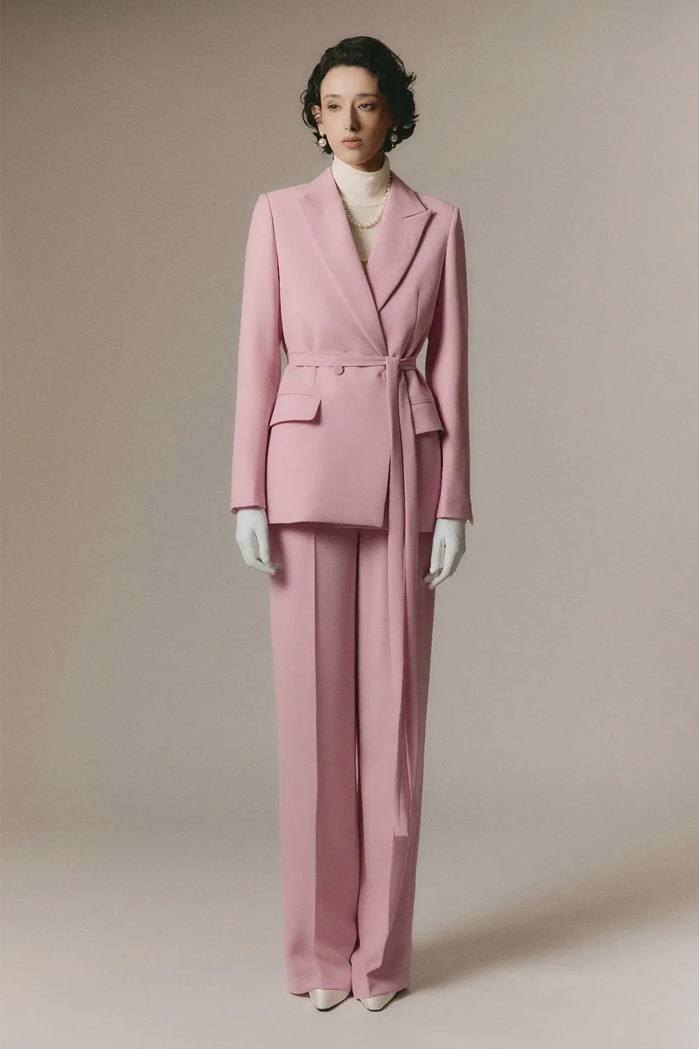 Margot Straight Basic Poly Silk Floor Length Pants