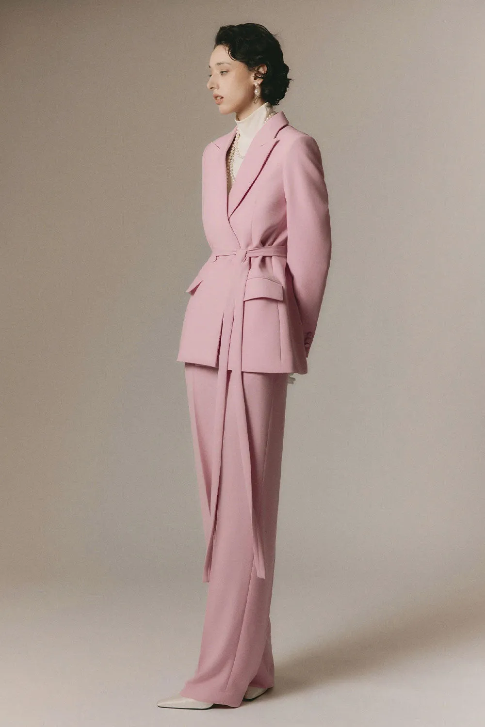 Margot Straight Basic Poly Silk Floor Length Pants