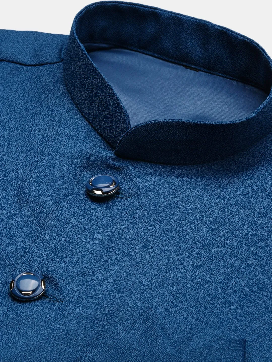 Men Turquoise Blue Slim-Fit Nehru Jackets