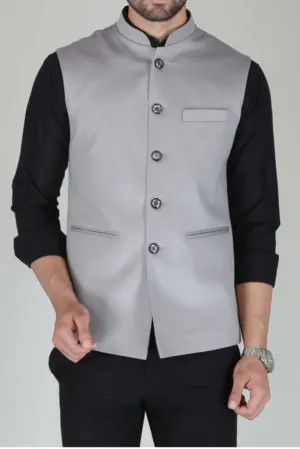 Men's Nehru Half Grey Wedding Jacket Men Modi Jacket Men Formal Traditional Wear Jacket Man