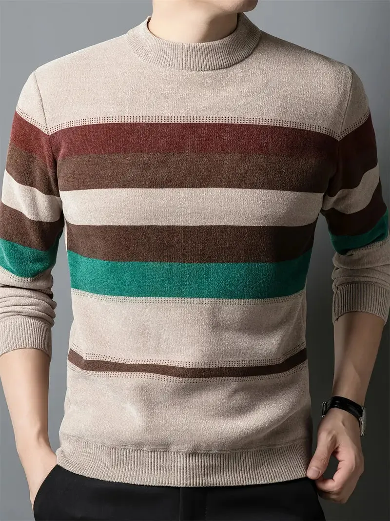 Met fleece gevoerde herentrui - Casual gestreepte trui