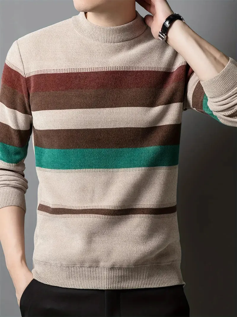 Met fleece gevoerde herentrui - Casual gestreepte trui