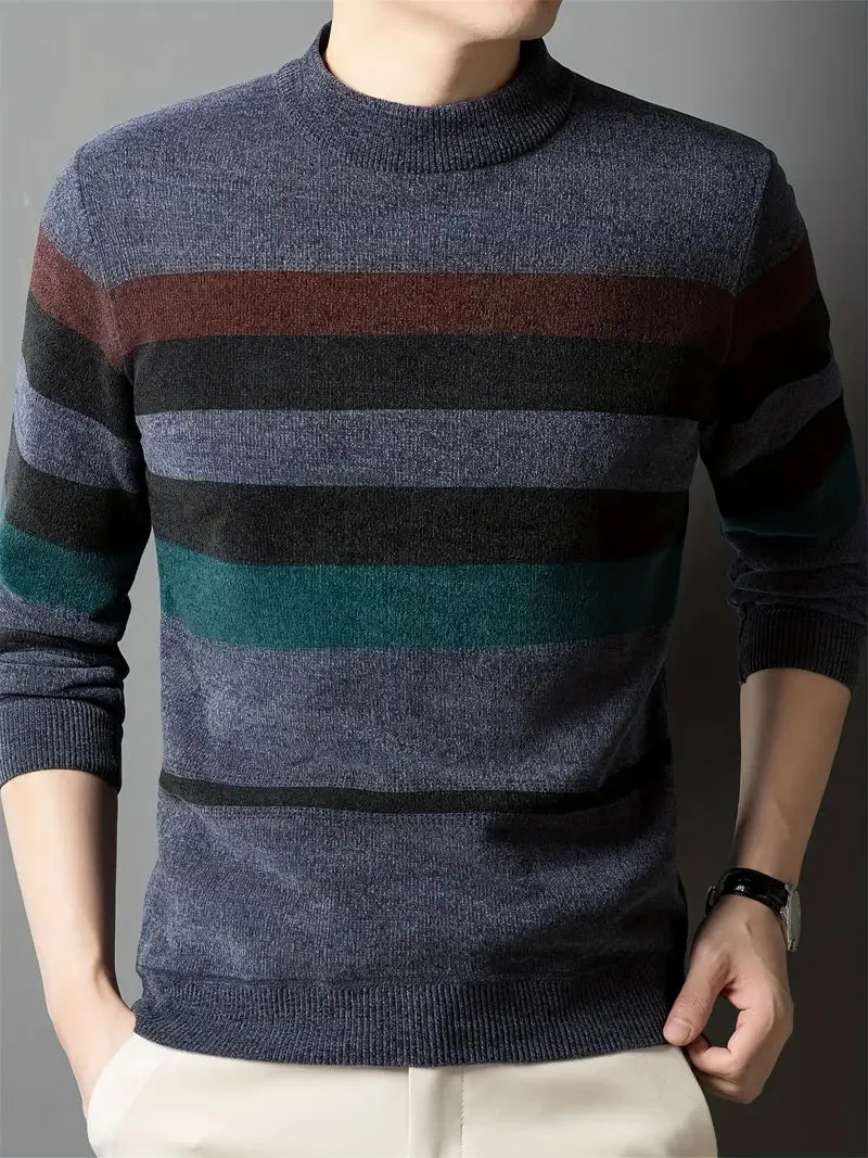 Met fleece gevoerde herentrui - Casual gestreepte trui
