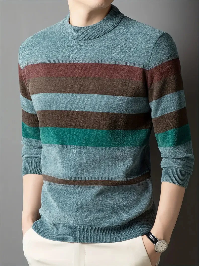 Met fleece gevoerde herentrui - Casual gestreepte trui