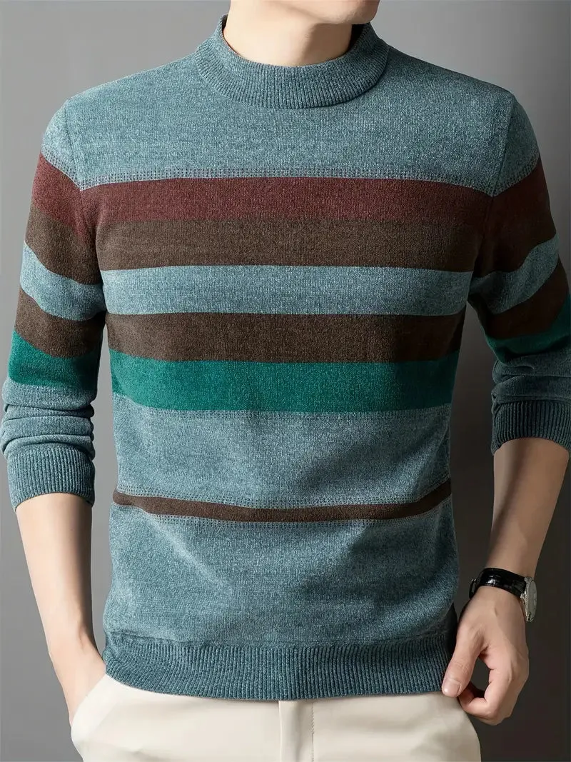Met fleece gevoerde herentrui - Casual gestreepte trui