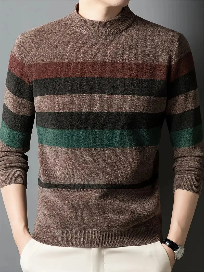 Met fleece gevoerde herentrui - Casual gestreepte trui