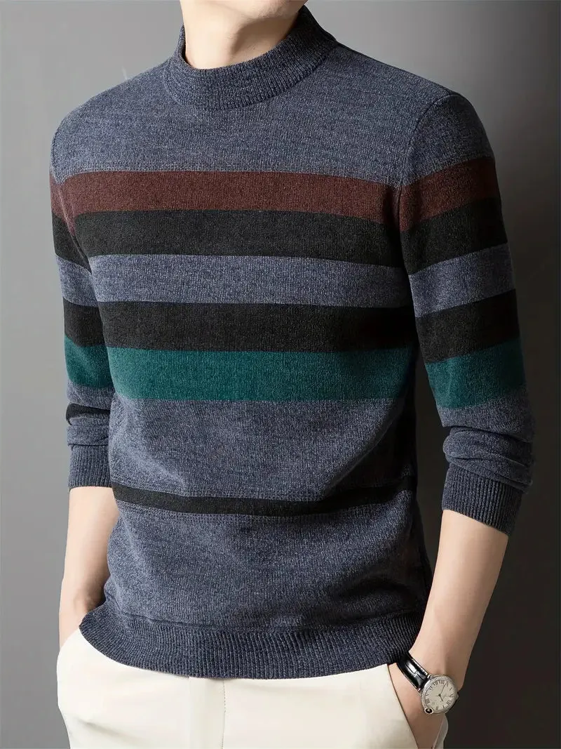 Met fleece gevoerde herentrui - Casual gestreepte trui