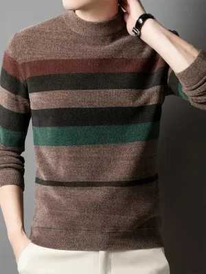 Met fleece gevoerde herentrui - Casual gestreepte trui