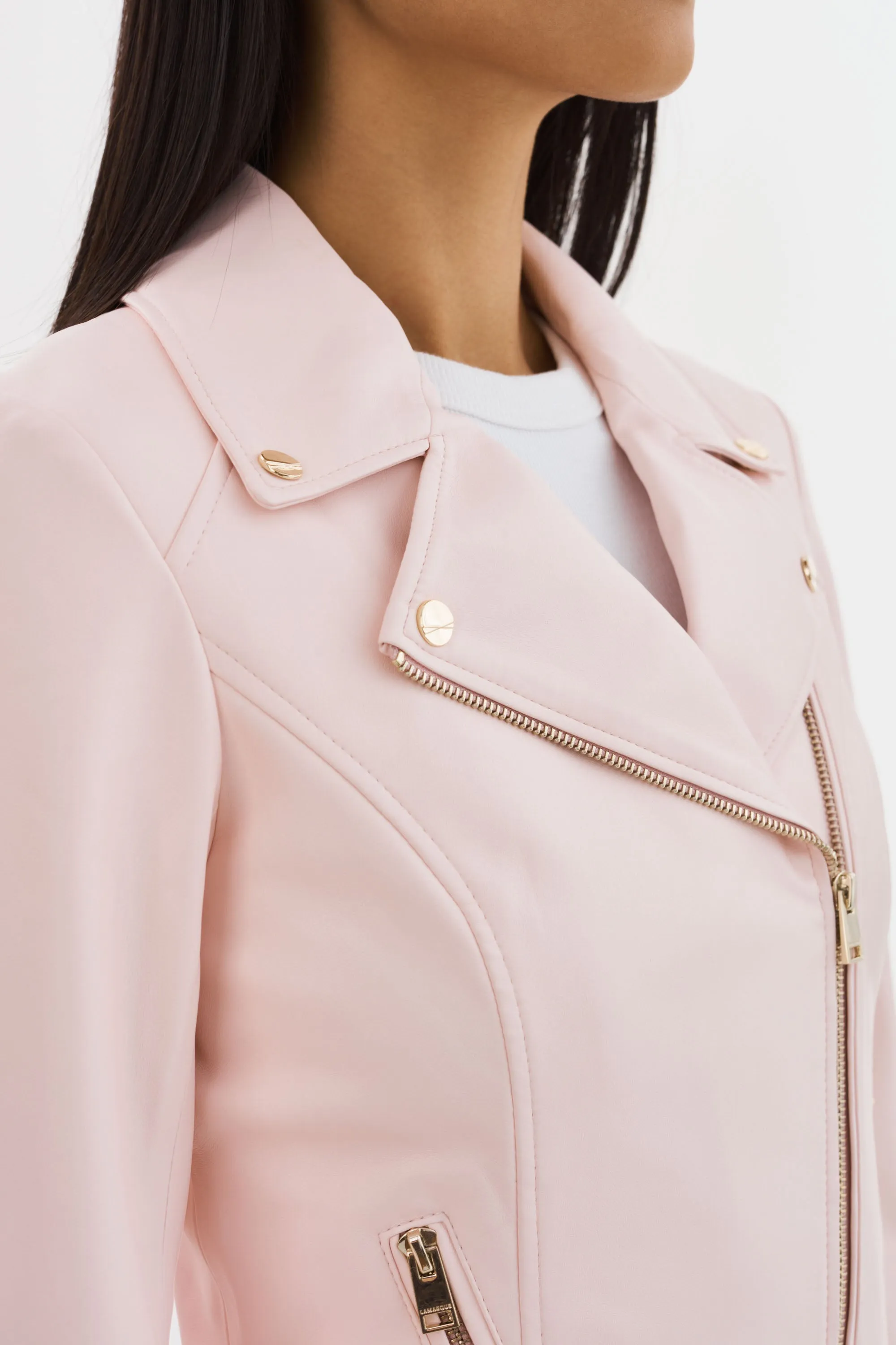 MONICA | Faux Leather Jacket Champagne Hardware