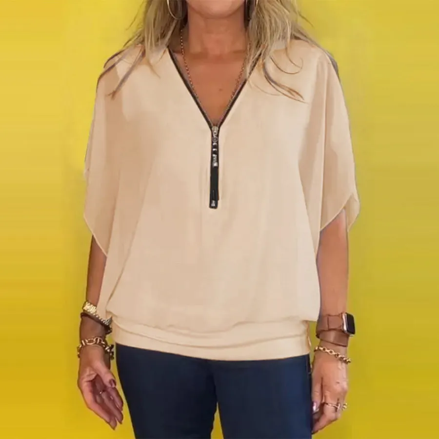 Mother's Day Special OfferWomen's Chiffon Zip-up Neck Casual Top