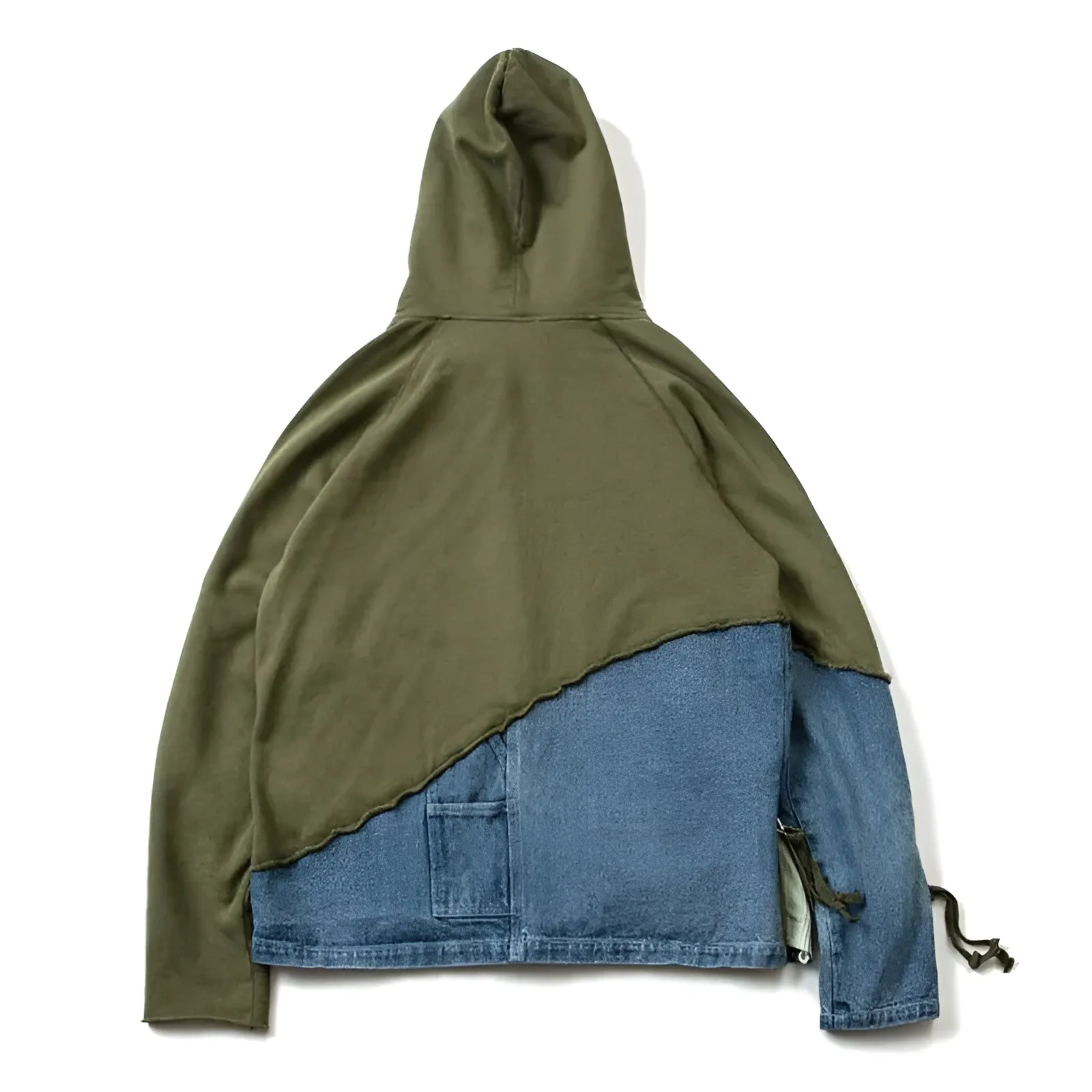 NEW ERENEJ Spliced Color Block Denim Hoodie