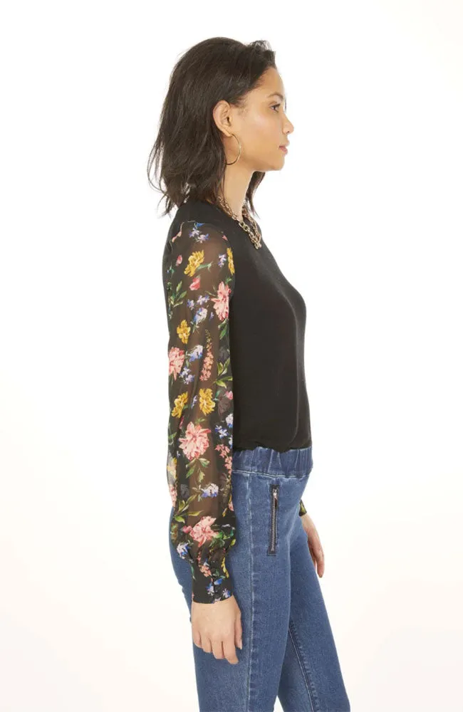 Noelle Print Georgette Combo Sweater
