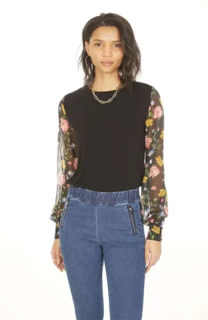 Noelle Print Georgette Combo Sweater