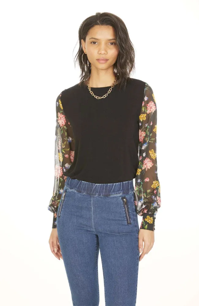Noelle Print Georgette Combo Sweater
