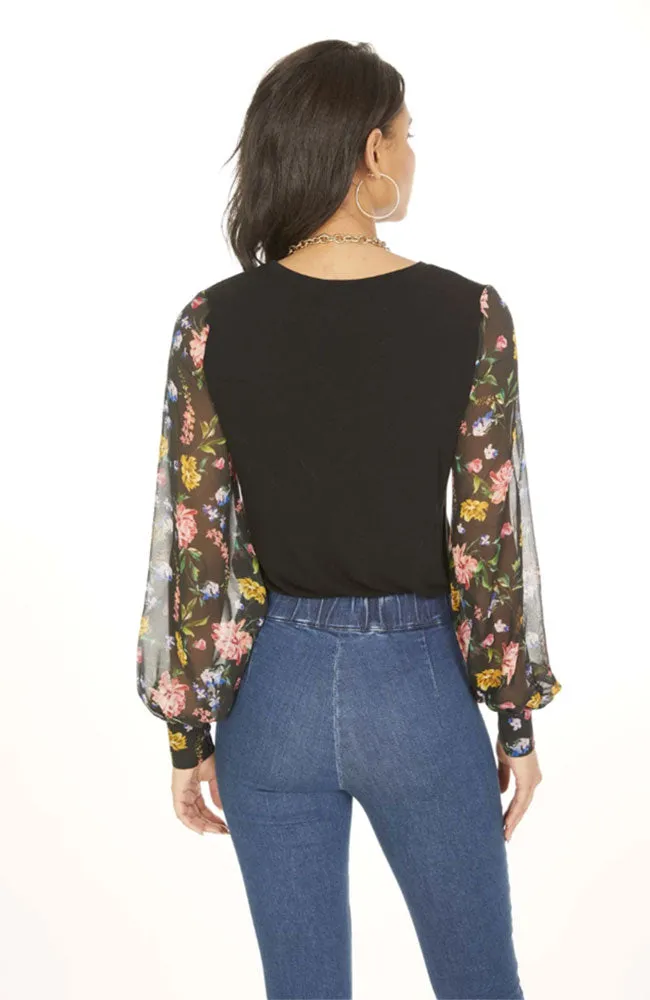 Noelle Print Georgette Combo Sweater