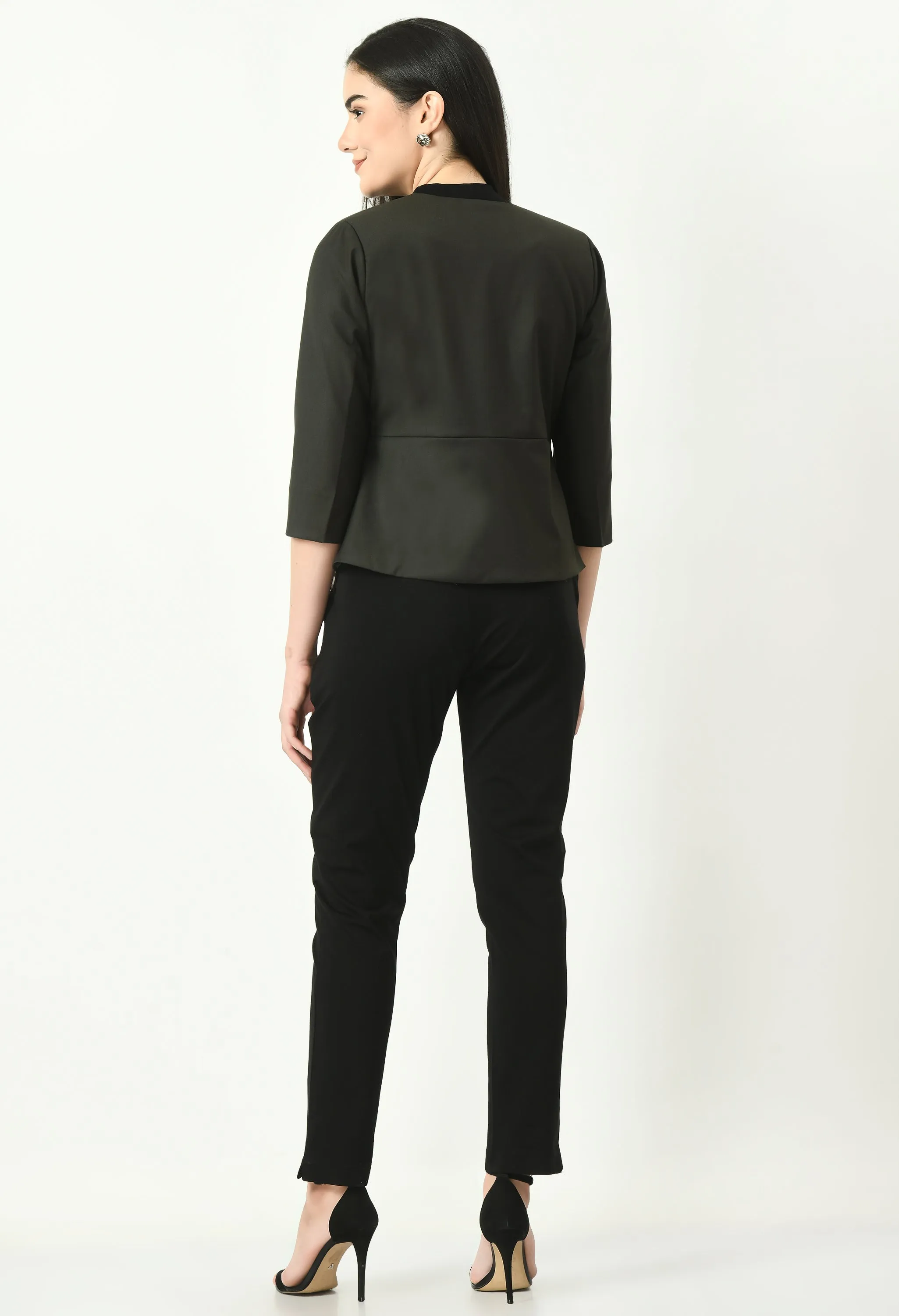 Olive Cotton Blend Reign Peplum Short Blazer
