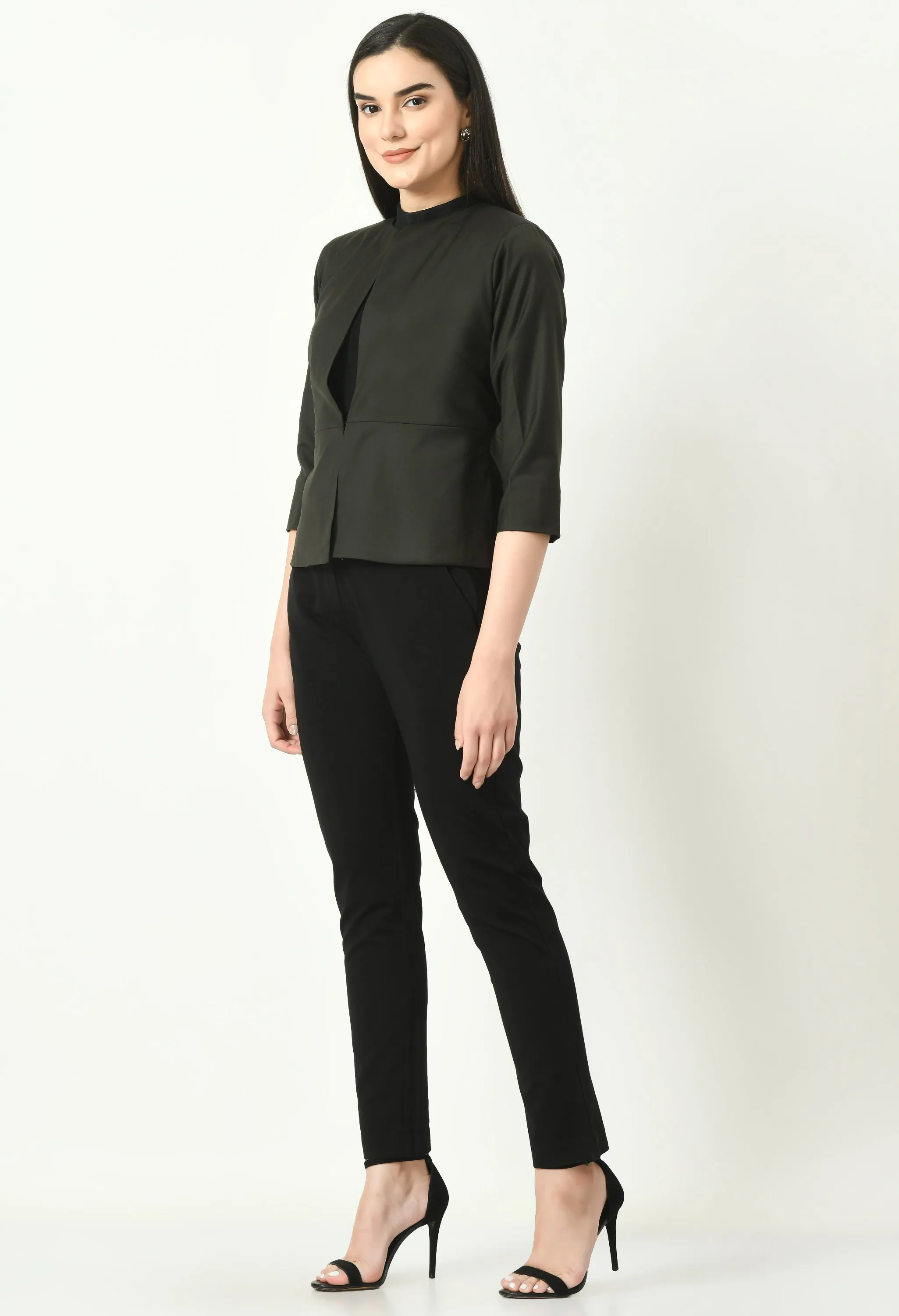 Olive Cotton Blend Reign Peplum Short Blazer