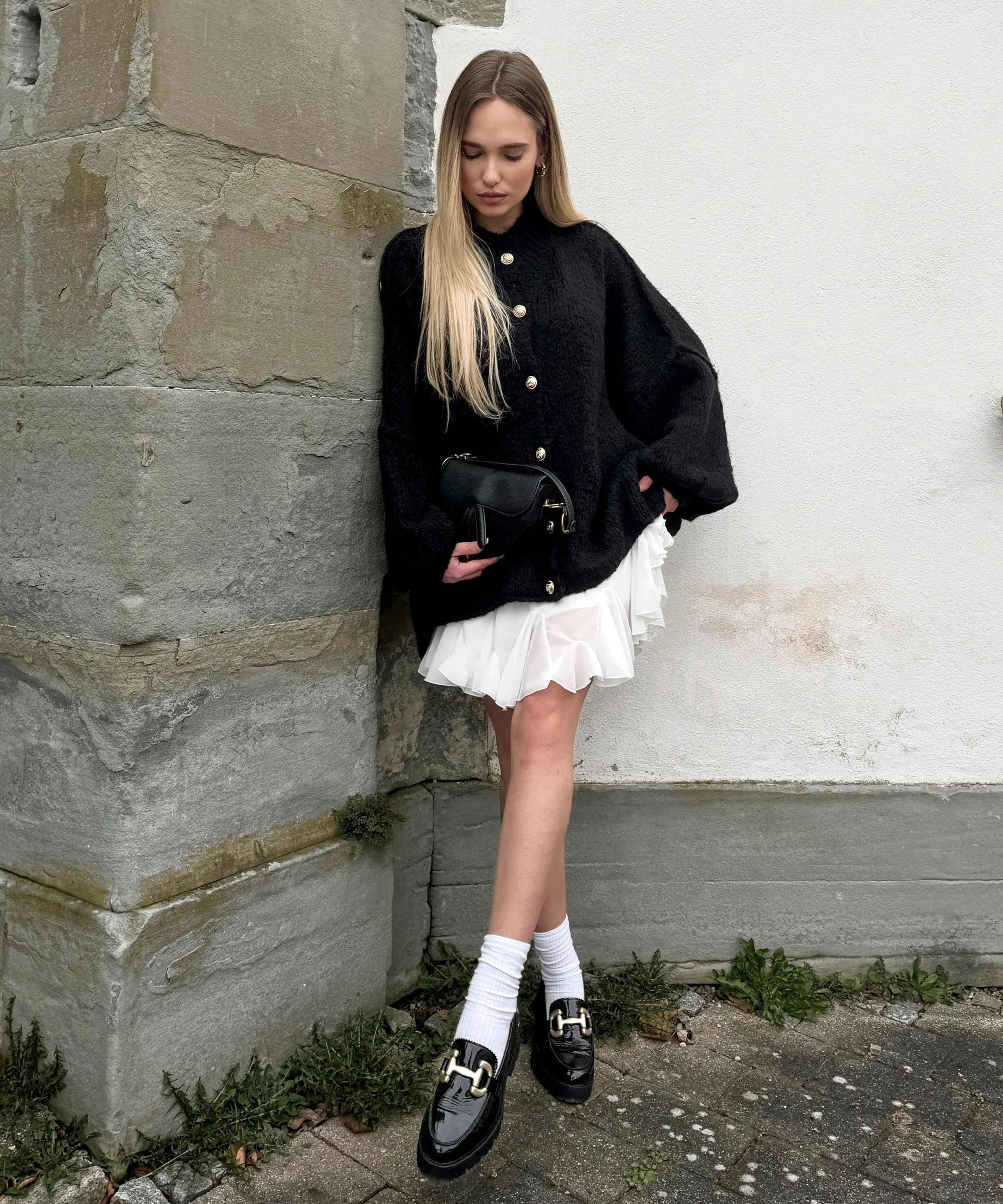 Oversize Strickjacke Jalsien Schwarz
