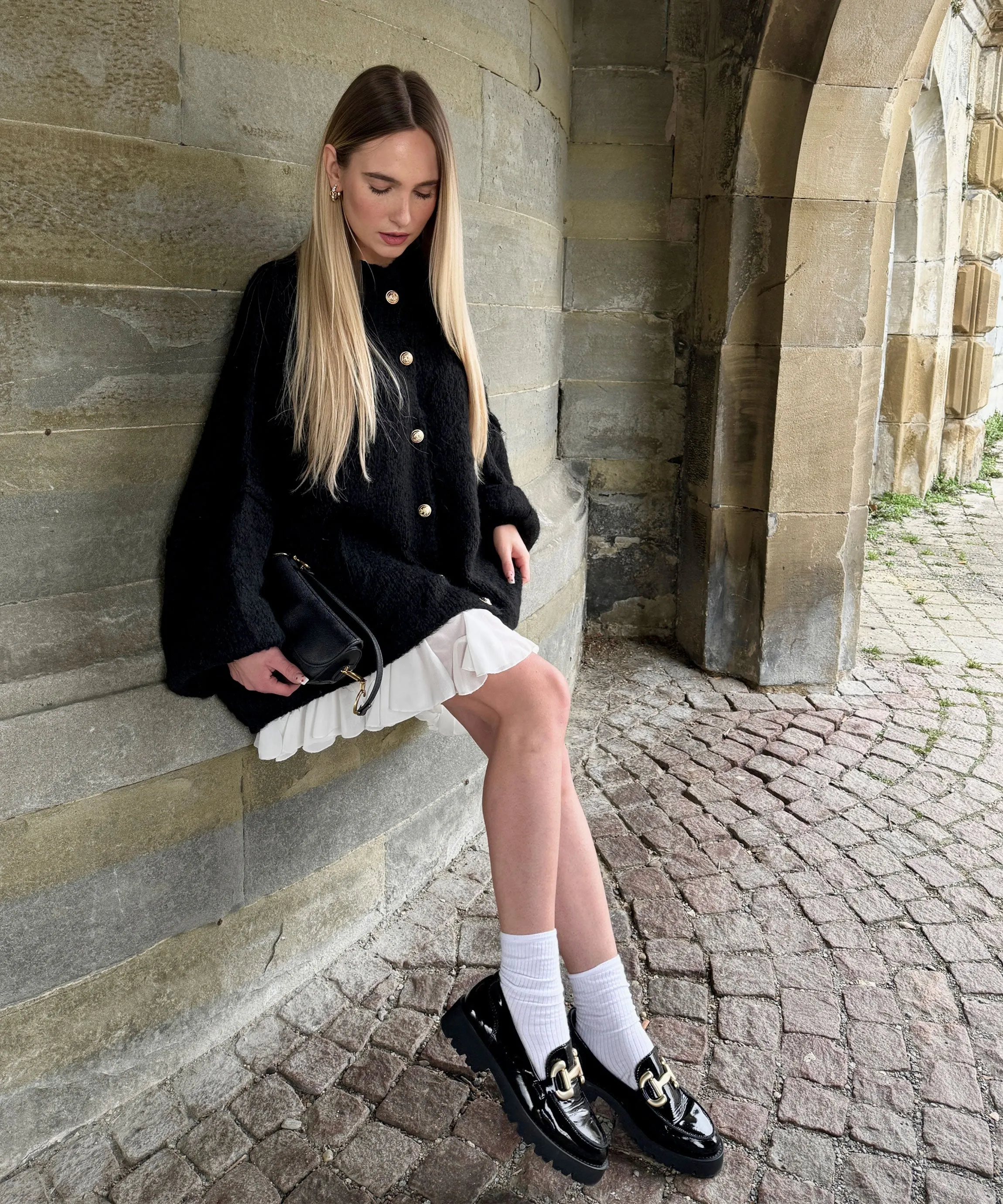Oversize Strickjacke Jalsien Schwarz