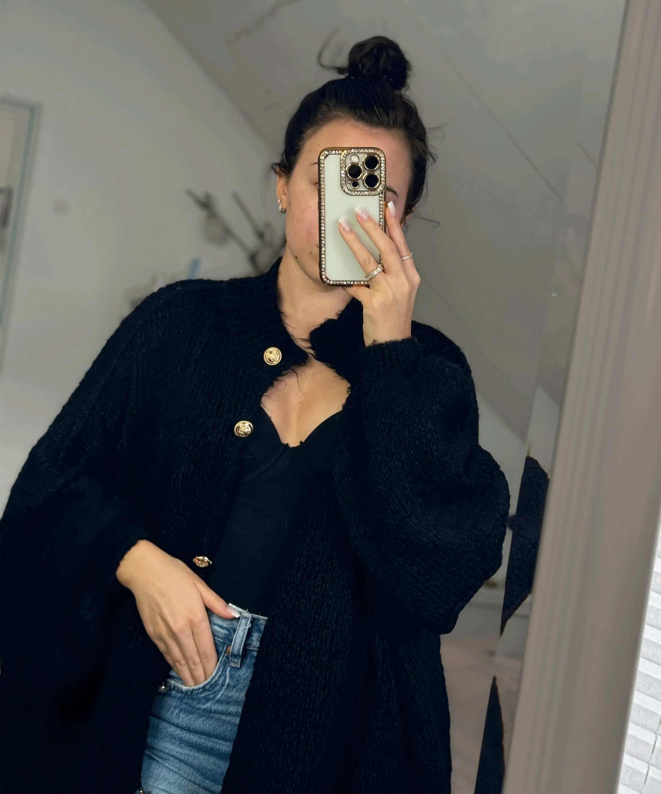 Oversize Strickjacke Jalsien Schwarz