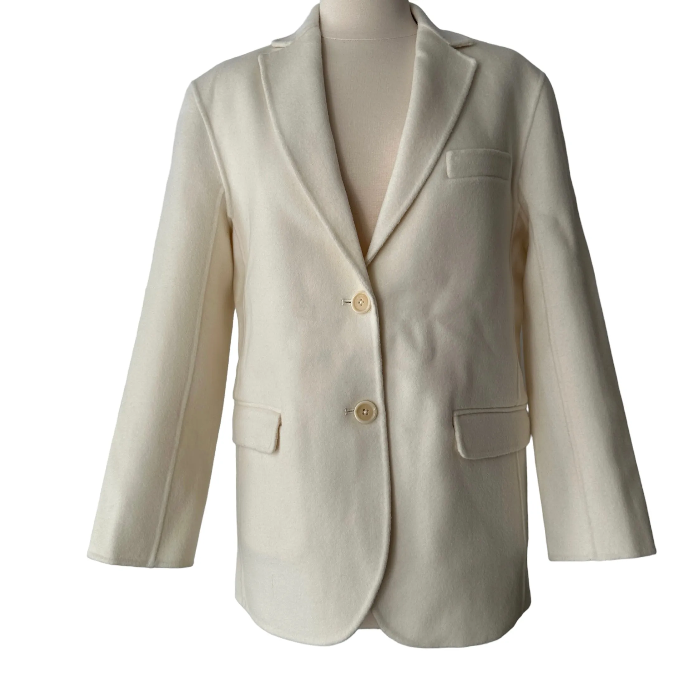 Oversized Cream Wool Jacket - XXS