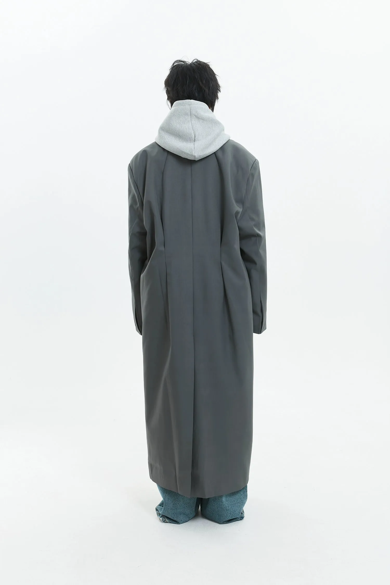 Oversized Longline Suit Coat with Side Pocket Detail