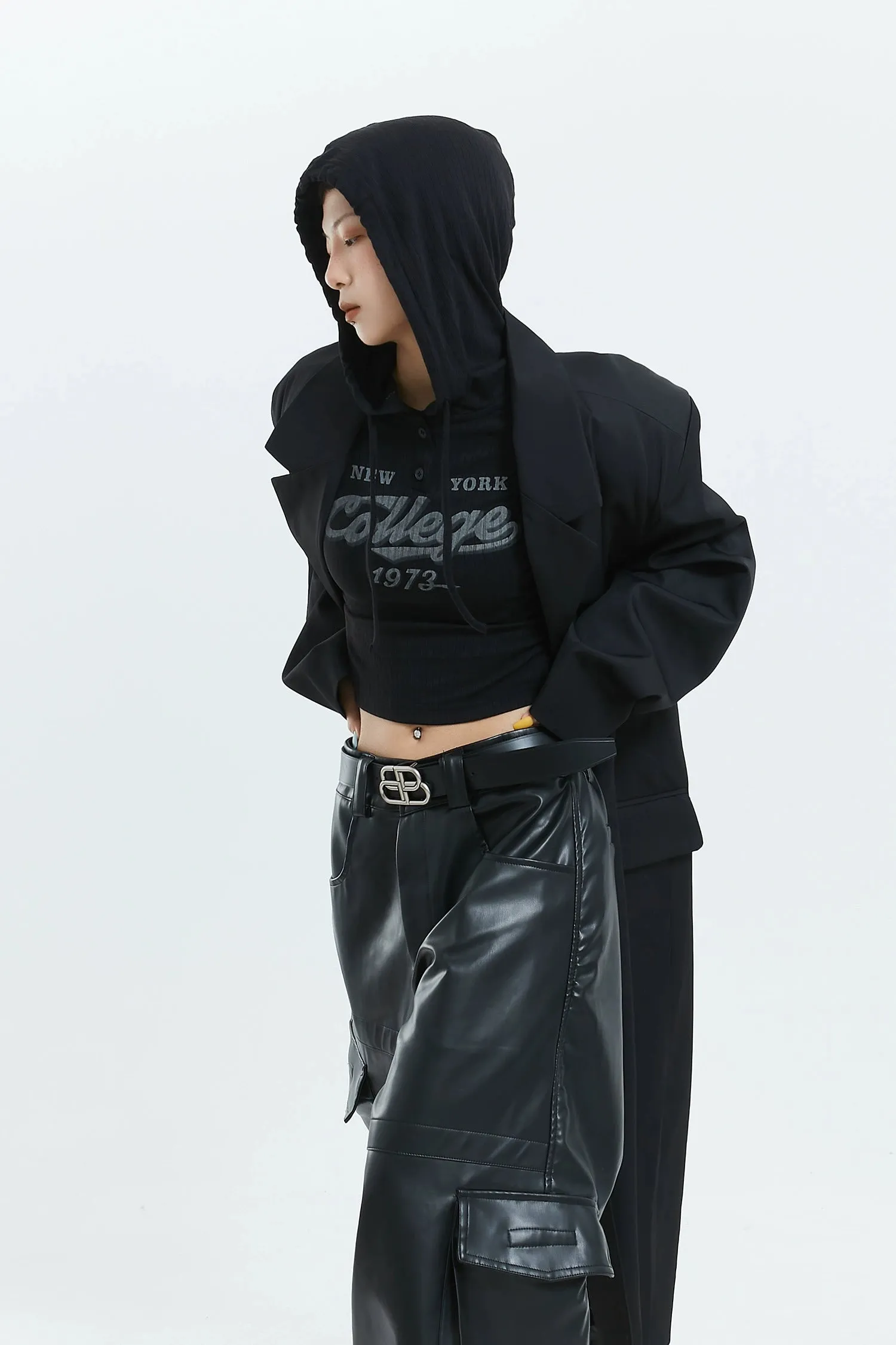 Oversized Longline Suit Coat with Side Pocket Detail