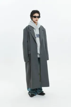 Oversized Longline Suit Coat with Side Pocket Detail