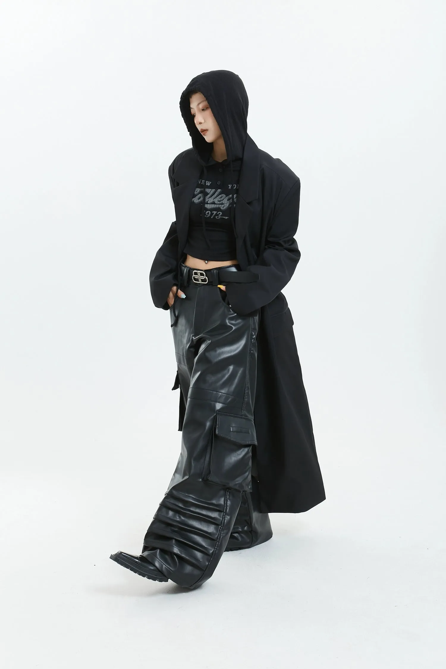 Oversized Longline Suit Coat with Side Pocket Detail