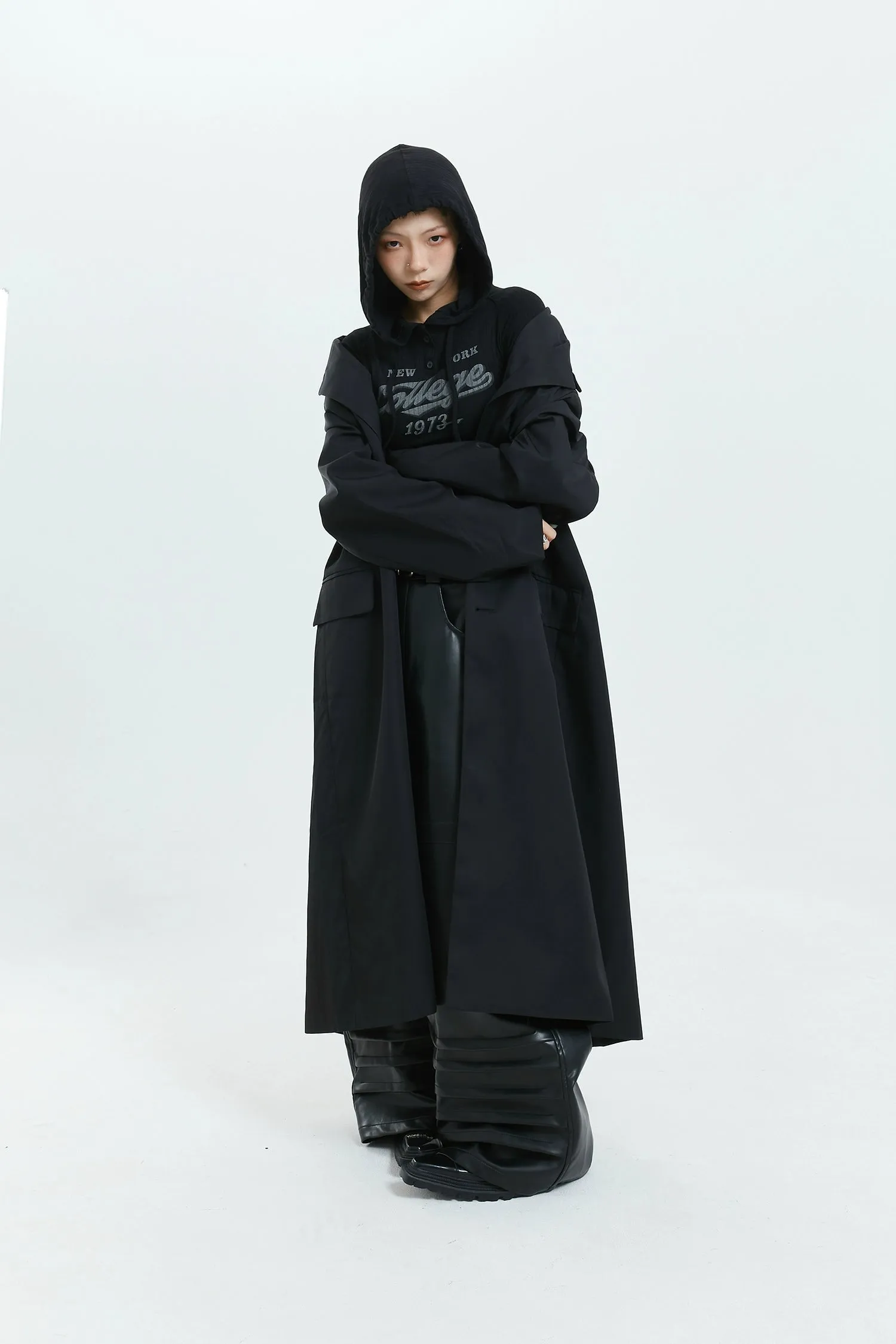 Oversized Longline Suit Coat with Side Pocket Detail