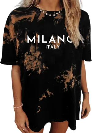 Oversized Tshirts for Women Trendy Graphic Tees Vintage Summer Short-Sleeve Preppy Shirts Casual