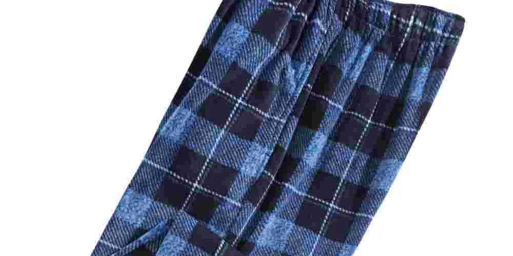 Perry Ellis Men's Windowpane Plaid Fleece Pants Blue Size Medium