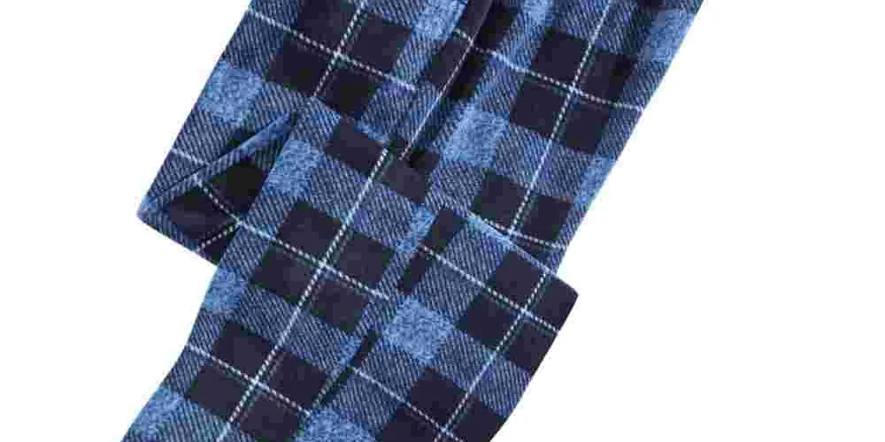 Perry Ellis Men's Windowpane Plaid Fleece Pants Blue Size Medium