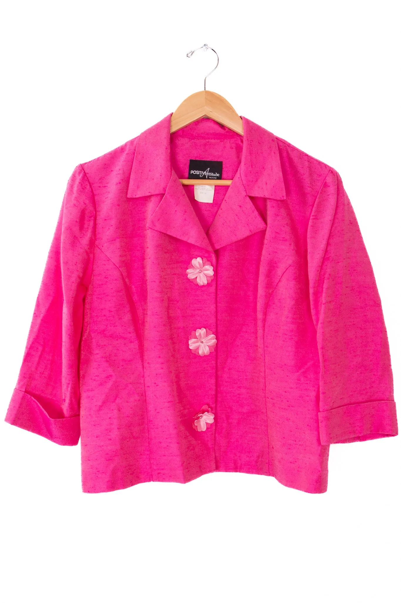 Positivity Attitude 80s Pink Cropped Blazer