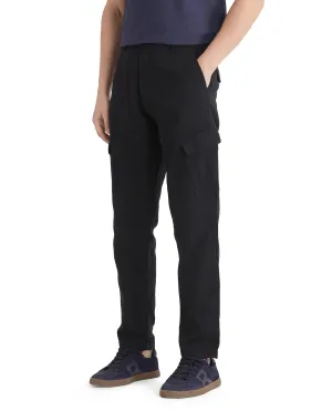Rare Rabbit Men Presso-25 Black Cotton Elastane Fabric Button And Zip Closure Relaxed Fit Plain Trouser