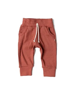 rib knit jogger - terra cotta