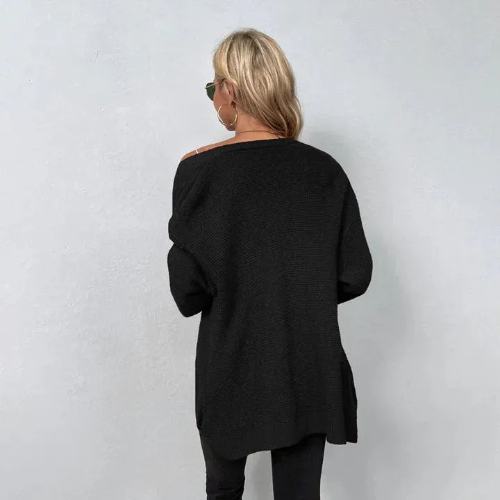 Rosafield Cardigan | Langer weicher Strickmantel mit Taschen für Damen