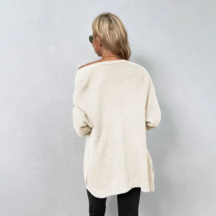 Rosafield Cardigan | Langer weicher Strickmantel mit Taschen für Damen