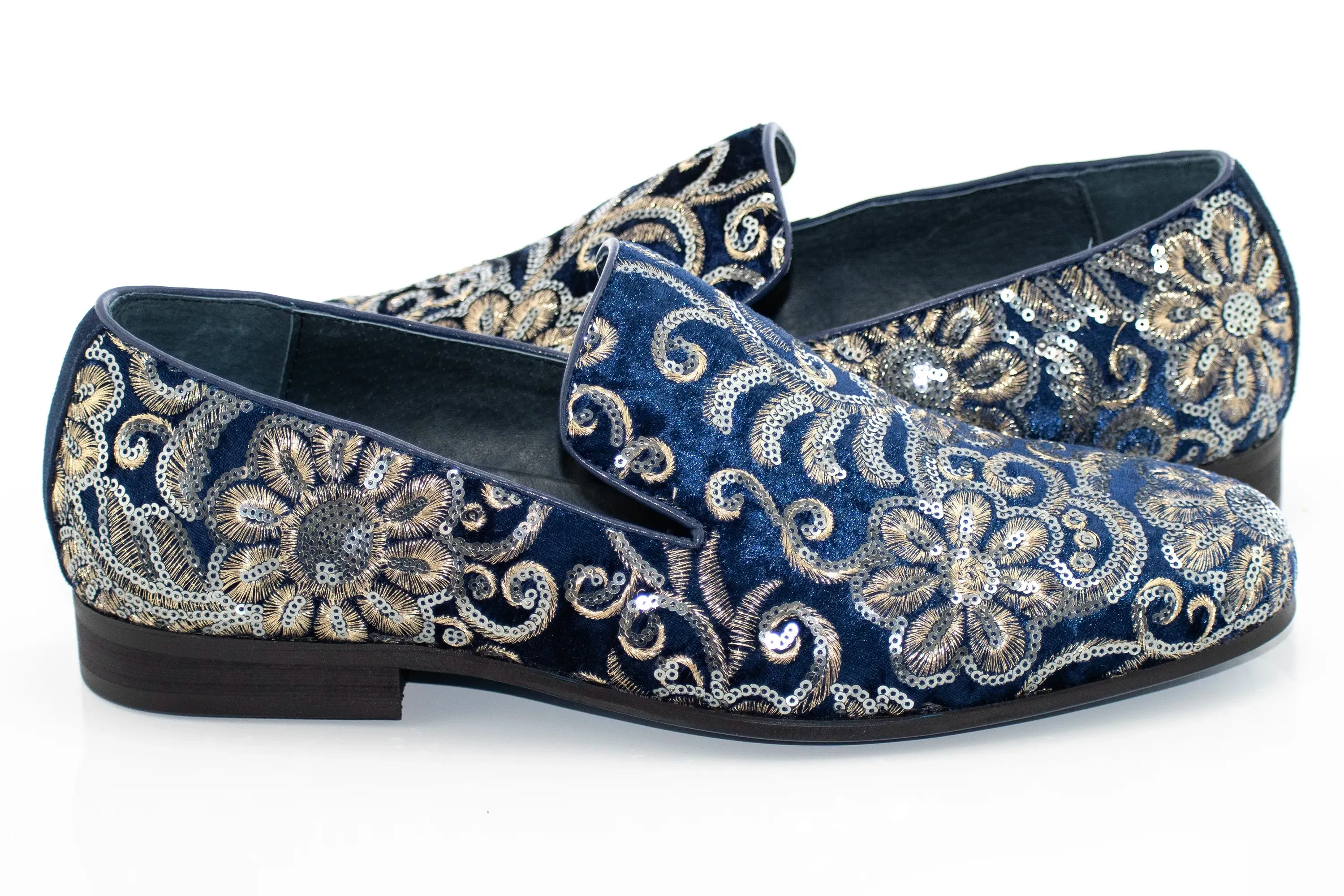 Rose Gold Hand-Embroidered Sequined Loafer