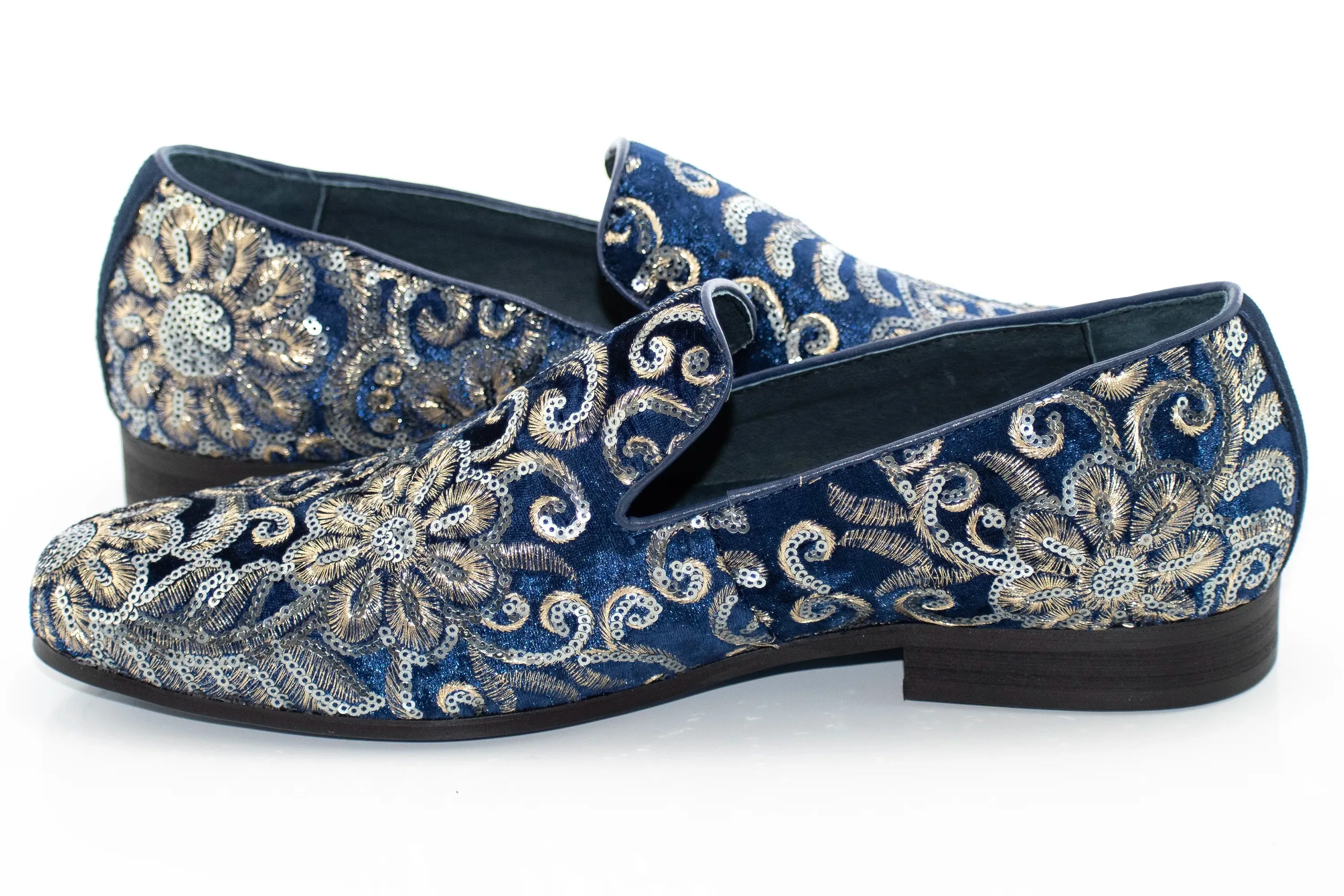 Rose Gold Hand-Embroidered Sequined Loafer