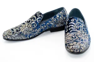 Rose Gold Hand-Embroidered Sequined Loafer