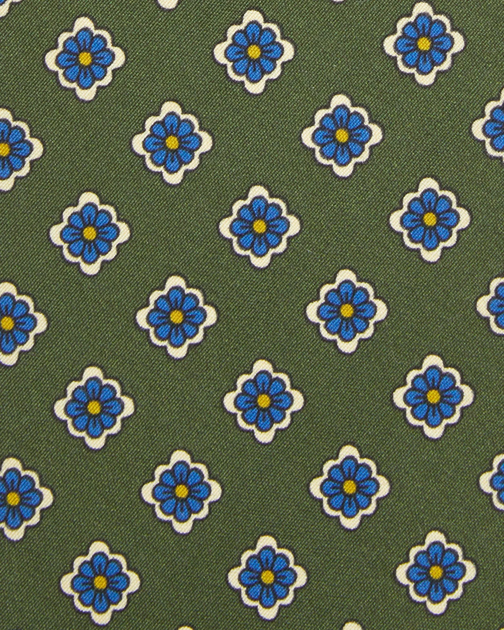 Silk Print Tie in Green/Blue/Butter Flower