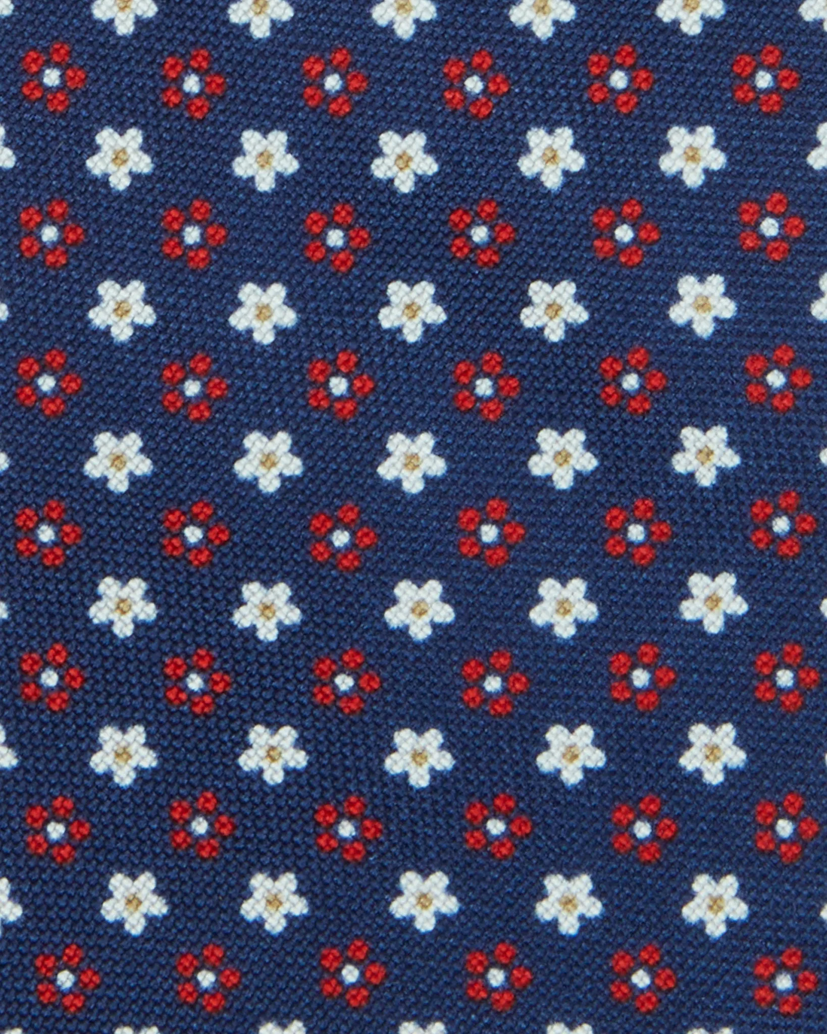 Silk Print Tie in Navy/Red/Bone Flower