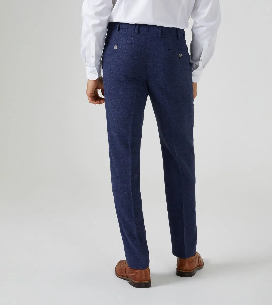 Skopes Jude Navy Herringbone Tweed Tappered Trousers