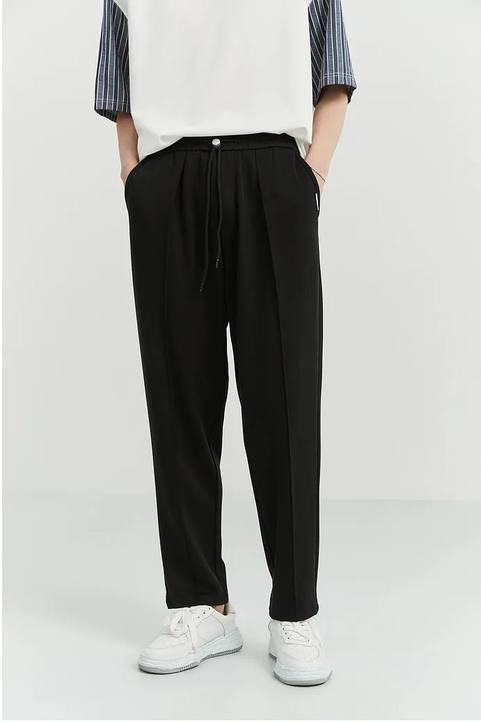 Slim Pleated Tapered Trousers with Pockets