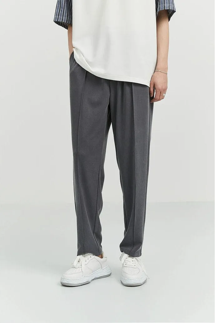 Slim Pleated Tapered Trousers with Pockets