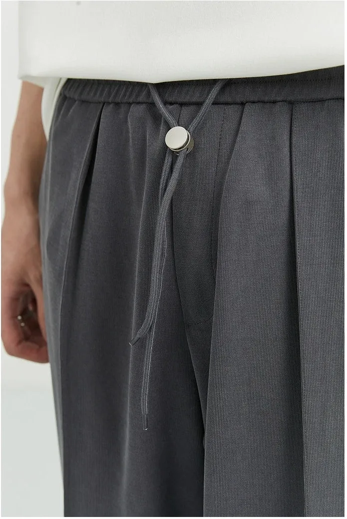 Slim Pleated Tapered Trousers with Pockets
