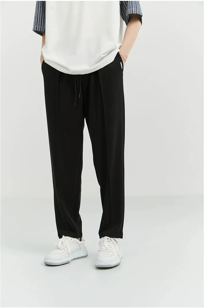 Slim Pleated Tapered Trousers with Pockets