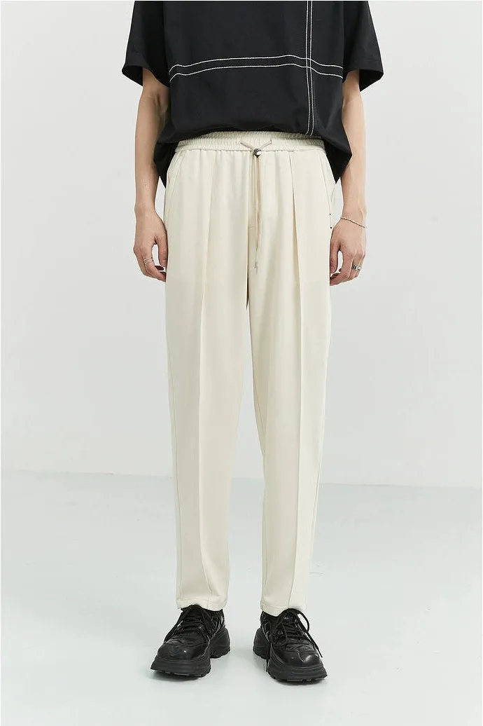 Slim Pleated Tapered Trousers with Pockets