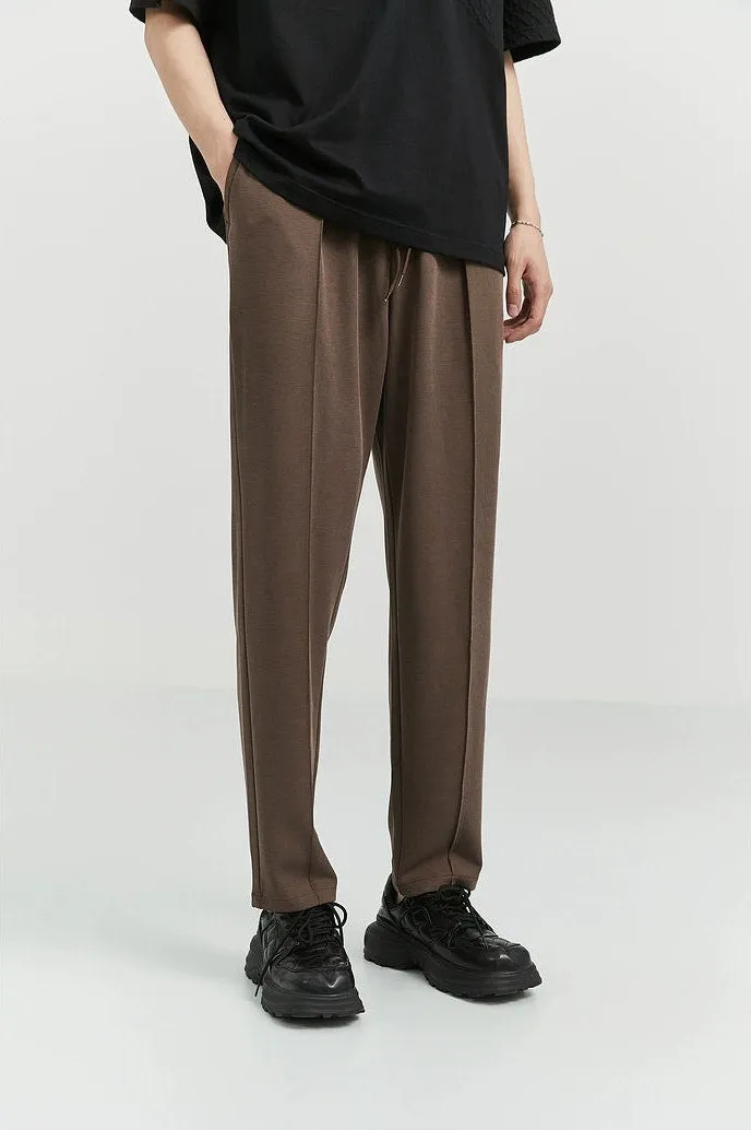Slim Pleated Tapered Trousers with Pockets